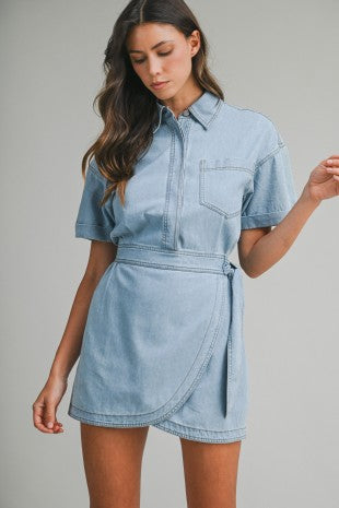 Denim Wrap Mini Dress