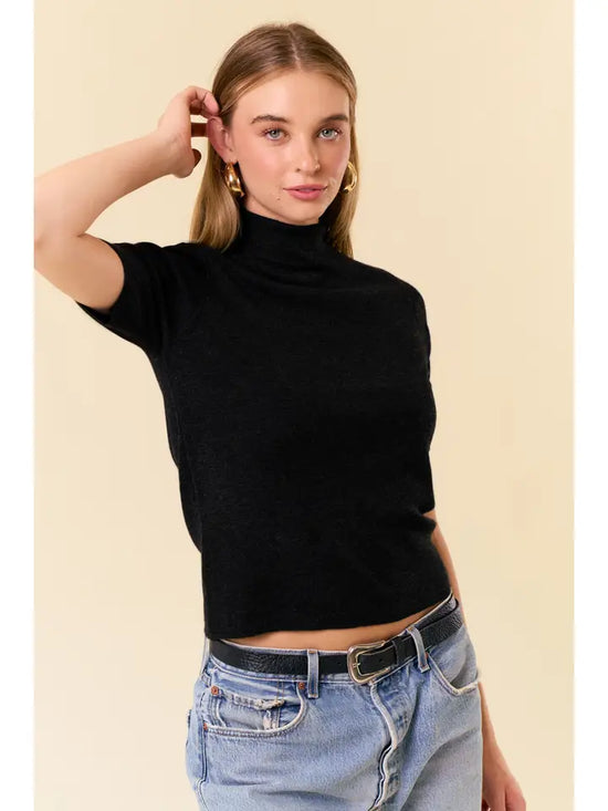 Mock Neck Basic Sweater Top