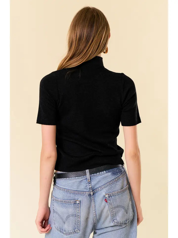 Mock Neck Basic Sweater Top