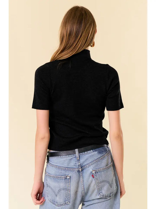 Mock Neck Basic Sweater Top