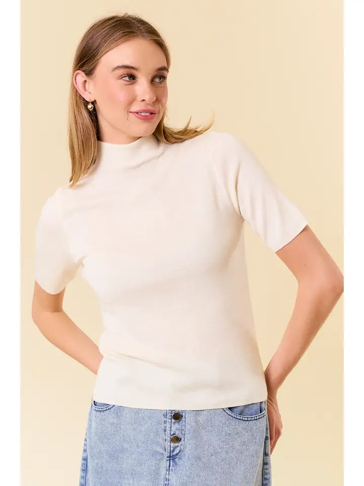 Mock Neck Basic Sweater Top