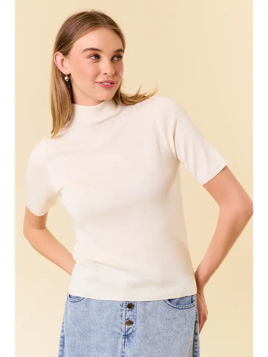 Mock Neck Basic Sweater Top