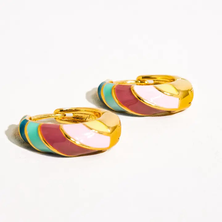 Paloma Colorful Striped Hoop Earring