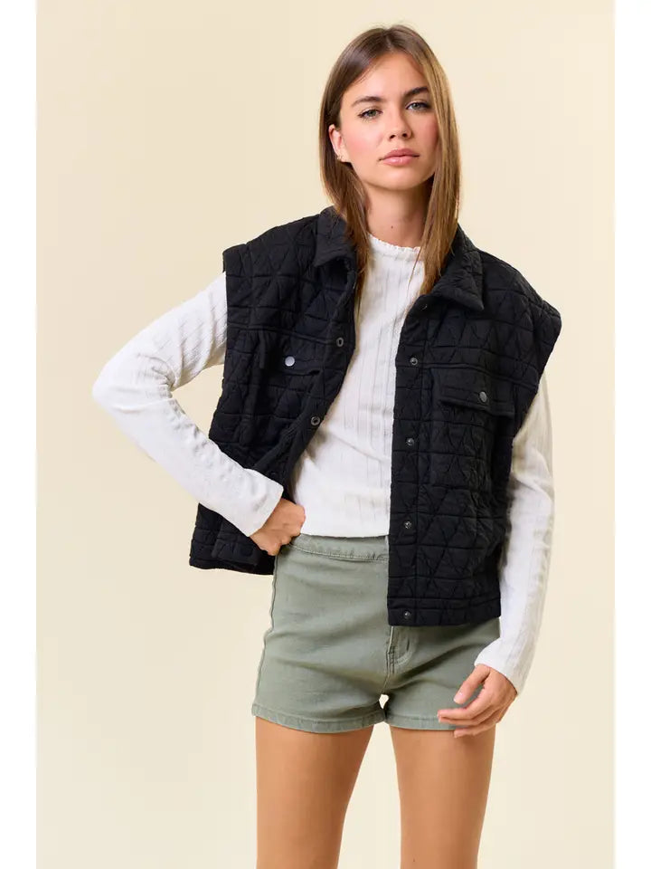 Quilted Patched Pocket Vest