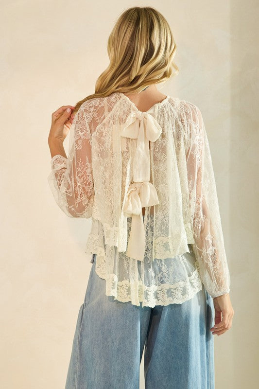 Ruffled Lace Long Sleeve Top