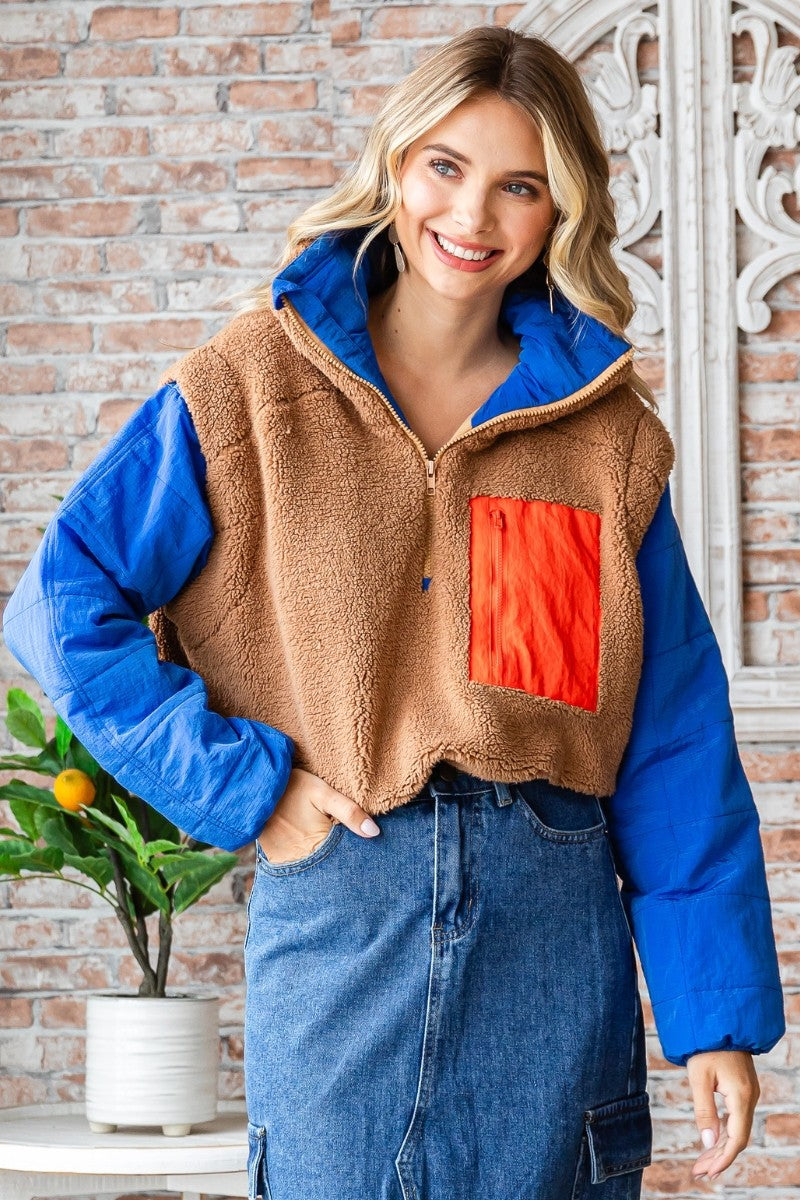 Soft Fleece Quilted Puffer Pullover