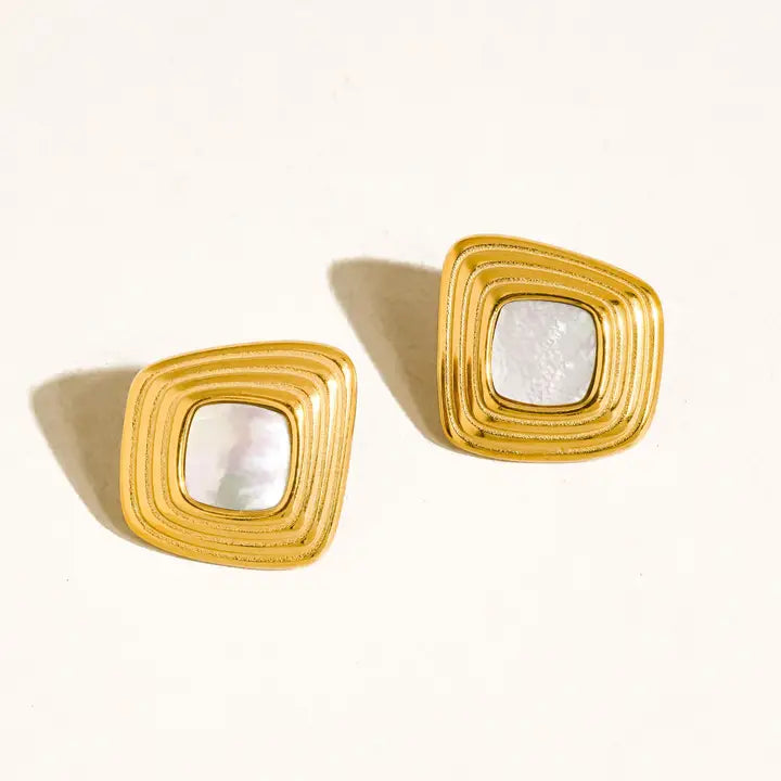 Solenne Enamel Square Earrings