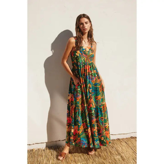 Sunny Serenity Babydoll Tiered Maxi Dress