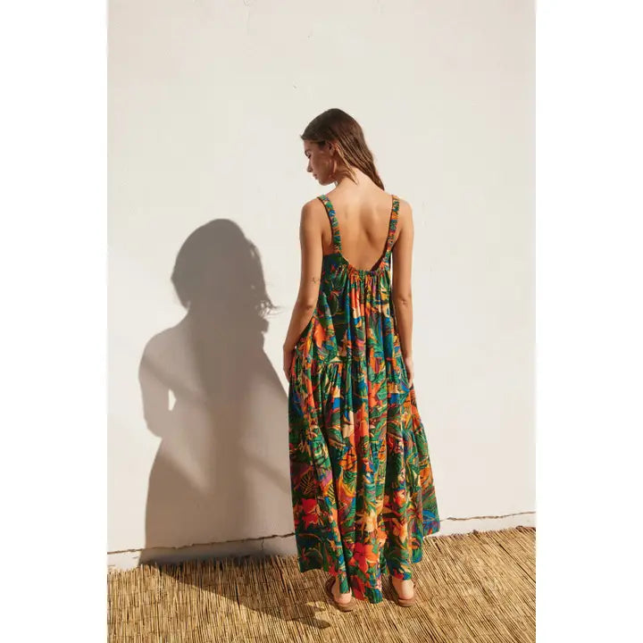 Sunny Serenity Babydoll Tiered Maxi Dress