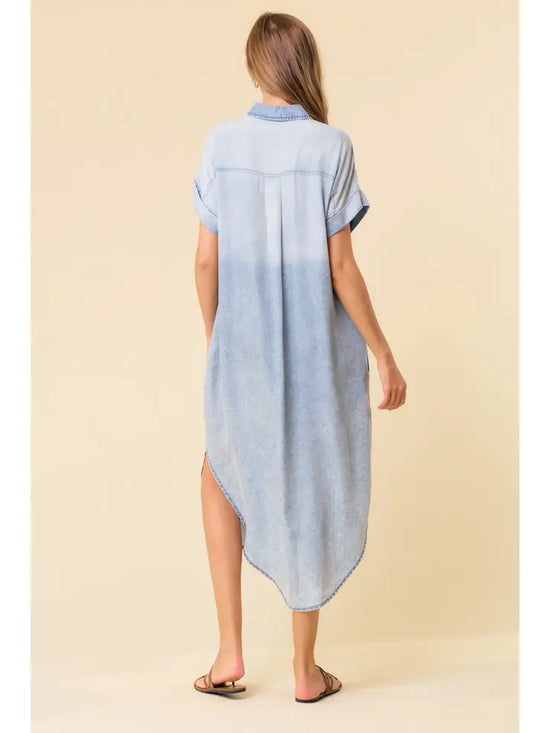 Tencel Denim Shirt Midi Dress