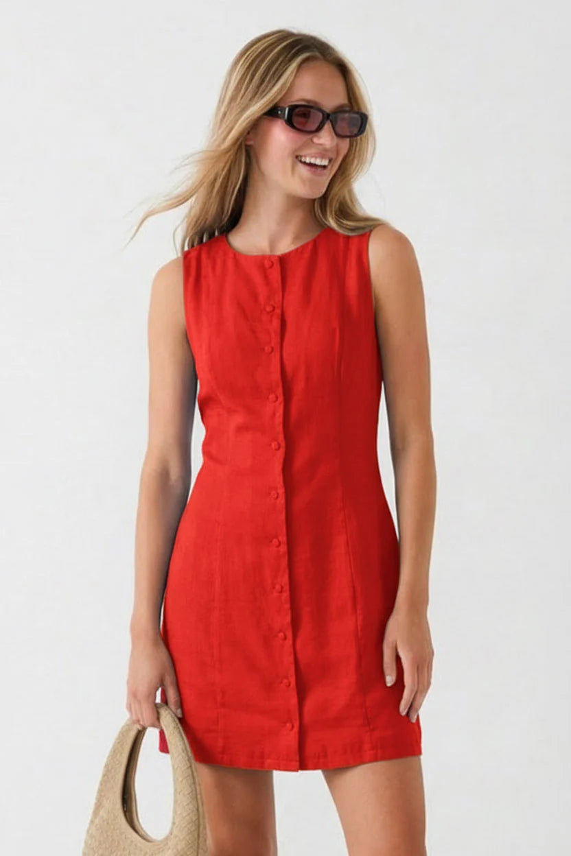 Button-Front Mini Dress