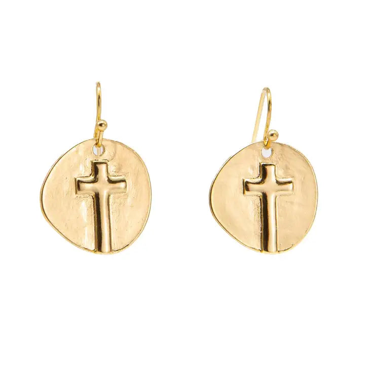 Gold Cross Earrings