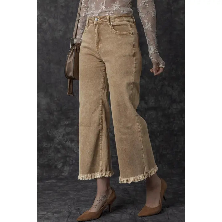 Acid Washed High Rise Wide Leg Jeans