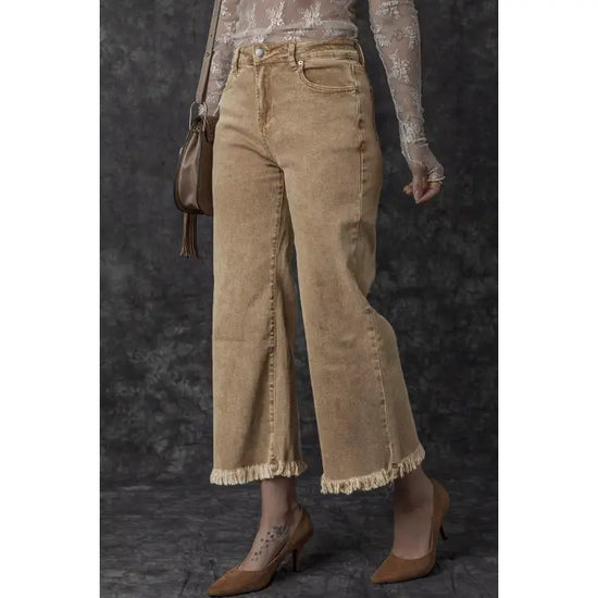 Acid Washed High Rise Wide Leg Jeans