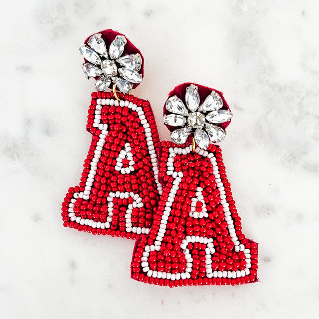 Load image into Gallery viewer, Team Letter Beaded Earrings
