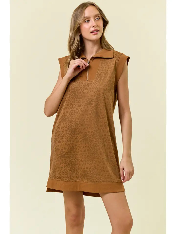 Animal Print Suede Mini Dress