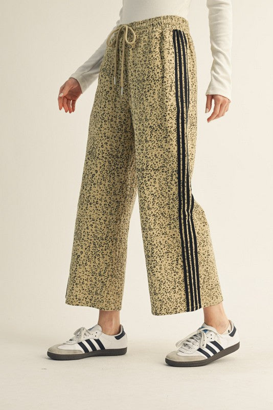 Stripe Trim Animal Sweatpants