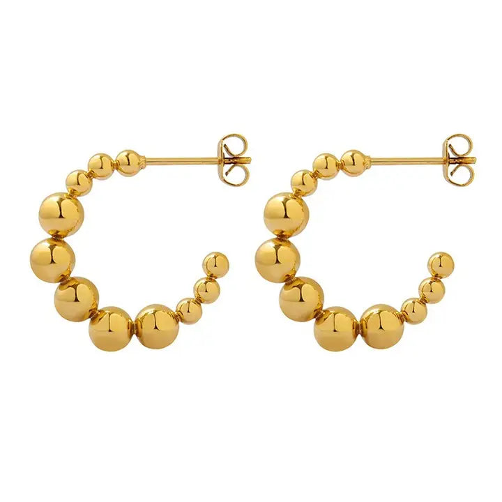 Small Beaded Hoop Stud Earrings