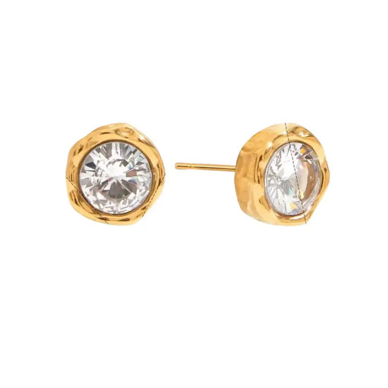 Bezel Diamond Stud Earrings Water Resistant