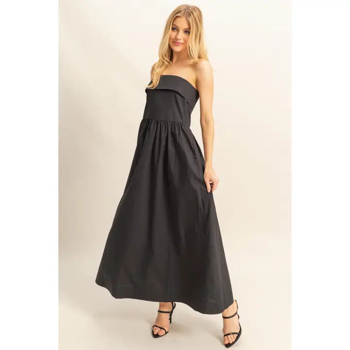 Strapless Fit and Flare Midi Dress
