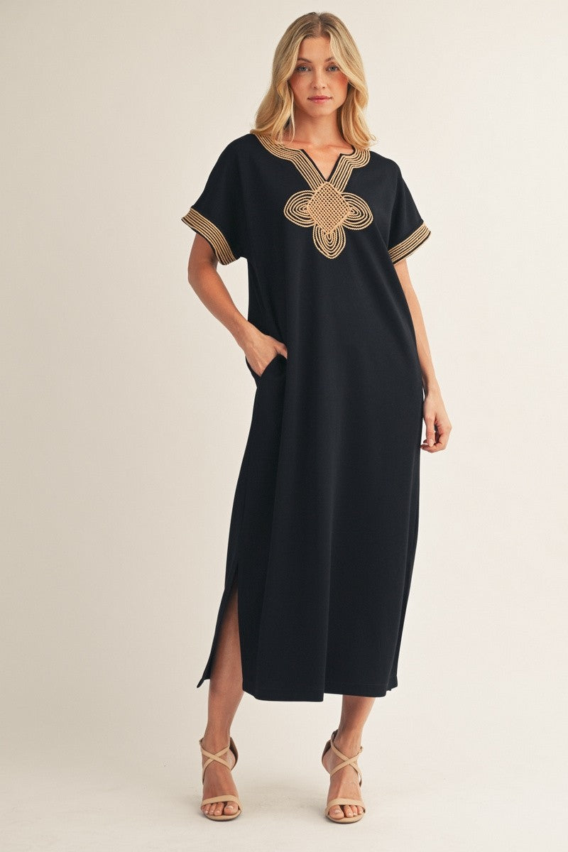 Patch Embroidery Midi Dress