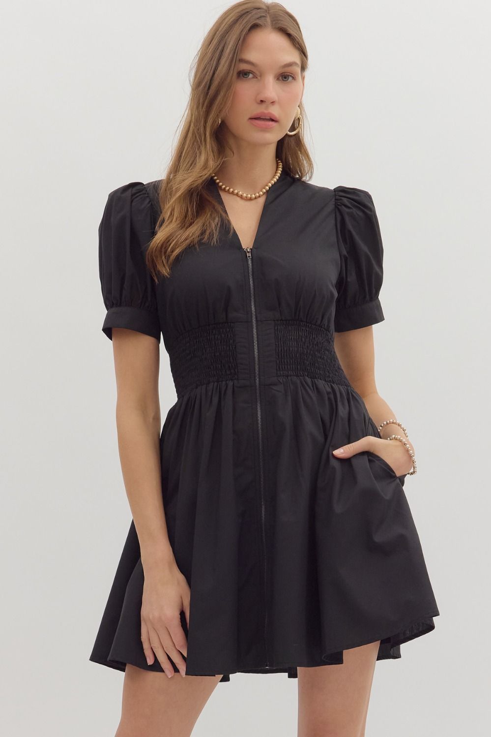 Puff Sleeve Smocked Mini Dress