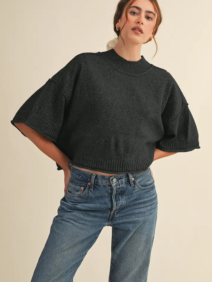 Marled Short Sleeve Sweater