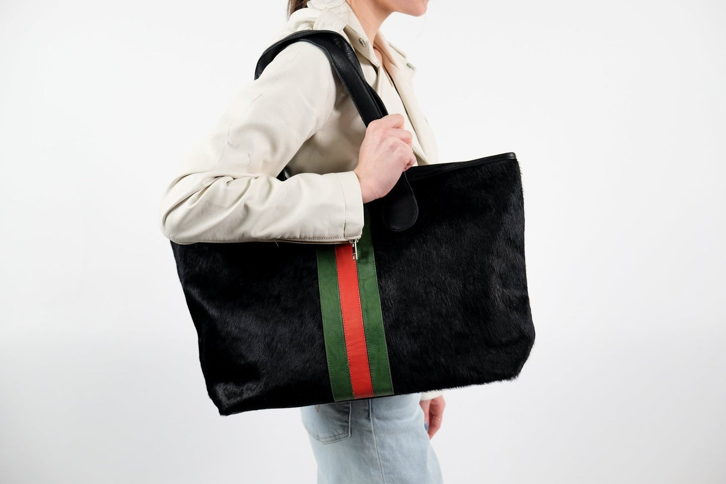 Load image into Gallery viewer, Black Hyde Stripe Tote
