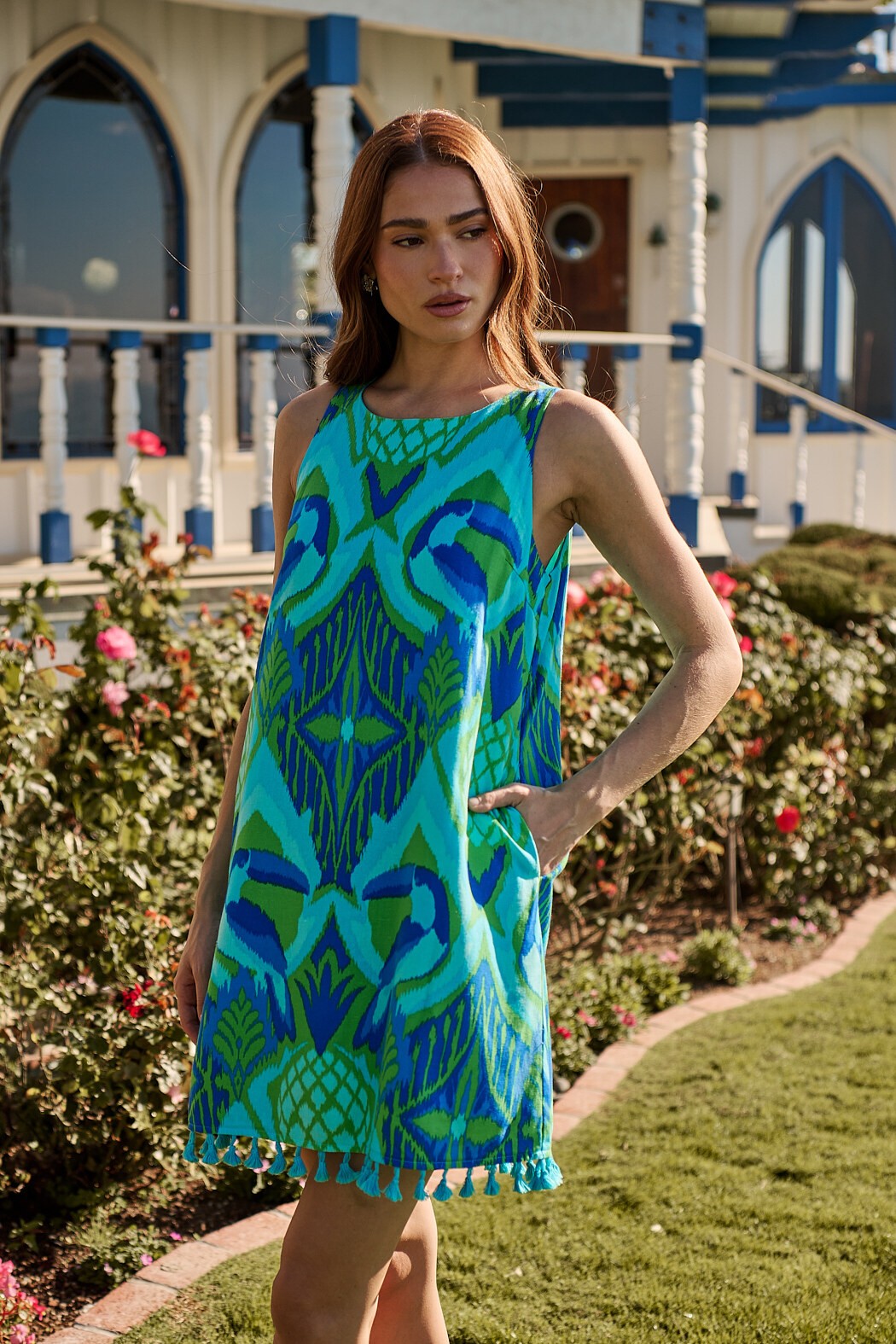 Blissy Tropical Winda Trapeze Mini Dress