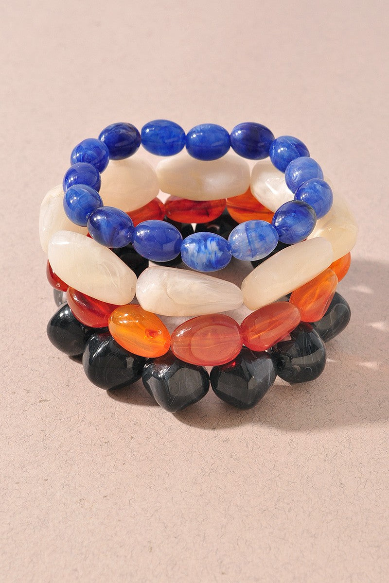Marbled Resin Stretch Bracelet Set
