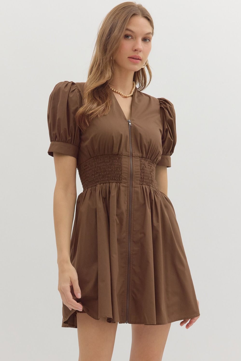 Puff Sleeve Smocked Mini Dress