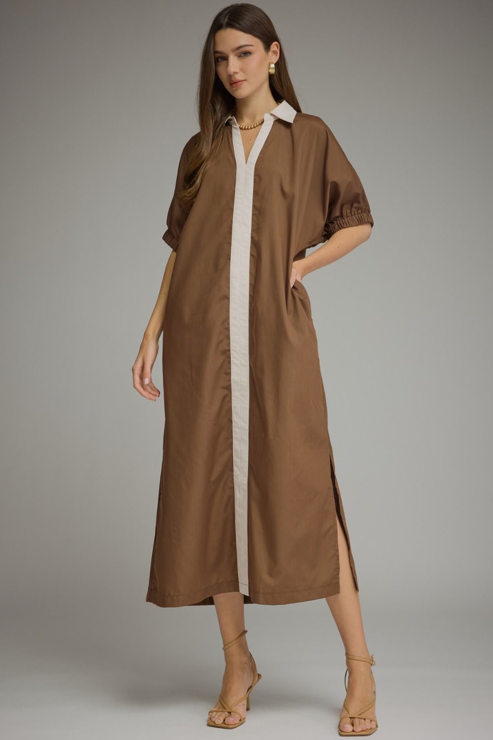 Contrast Midi Dress