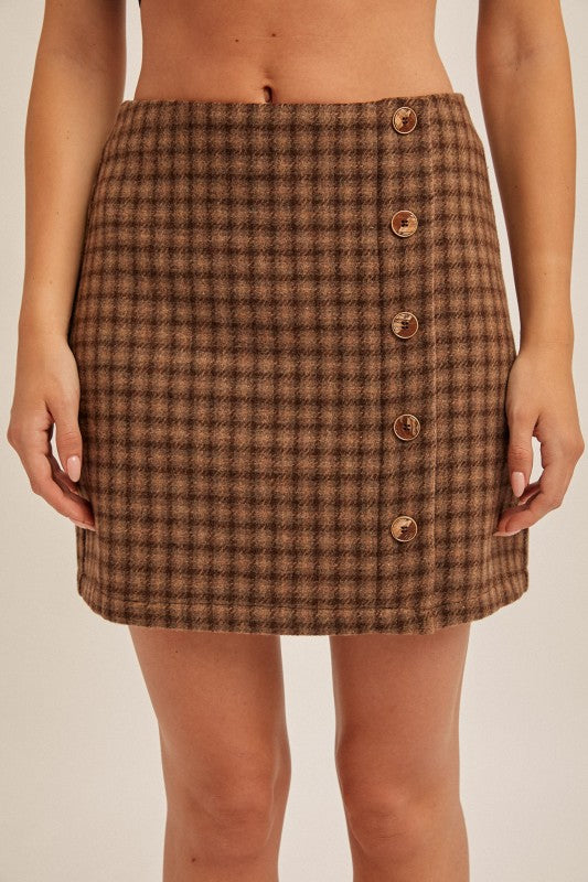 Button Front Mini Skirt