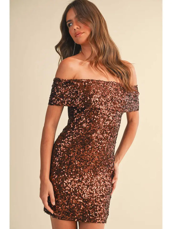 Off Shoulder Sequin Mini