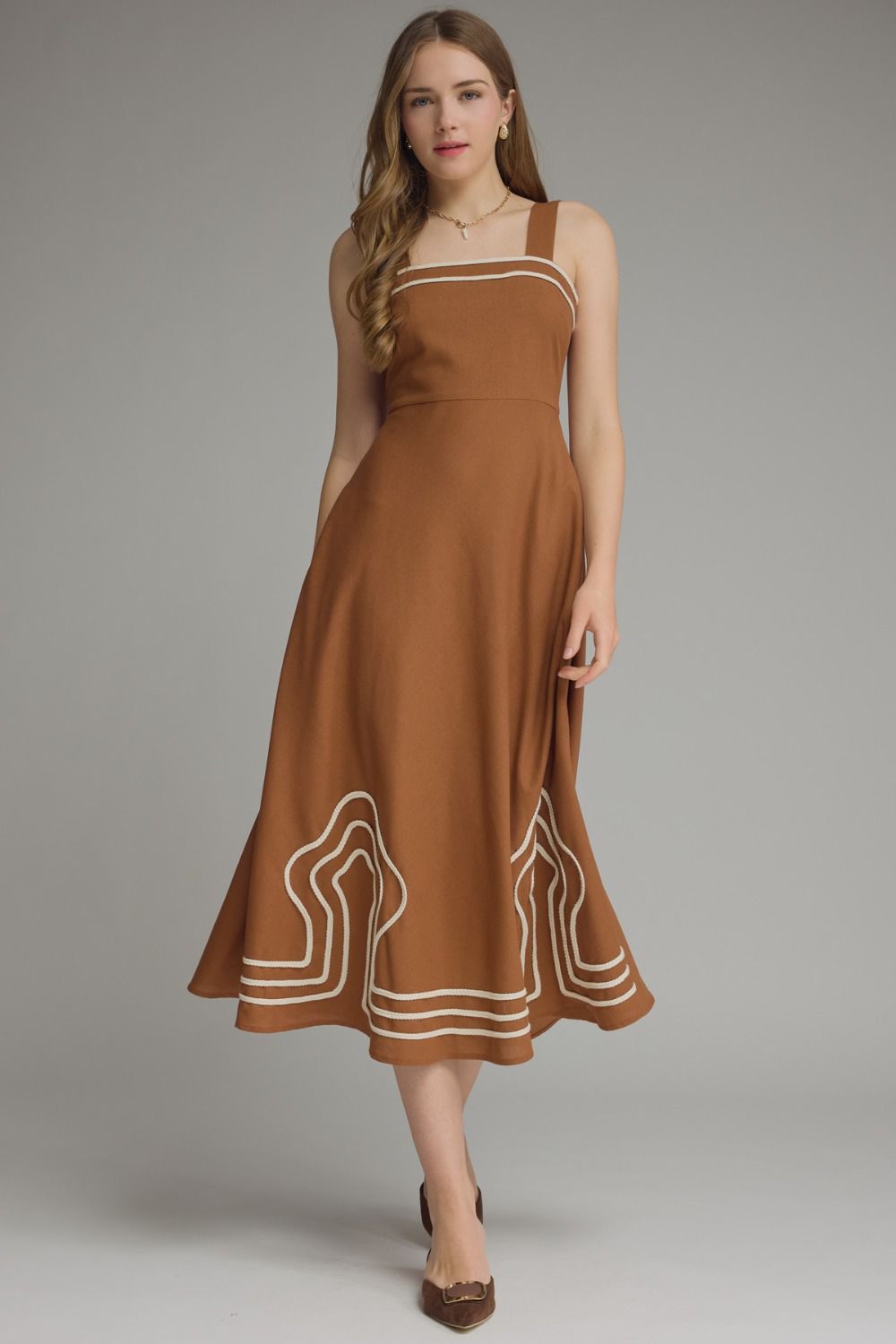 Embroidered Trim Dress