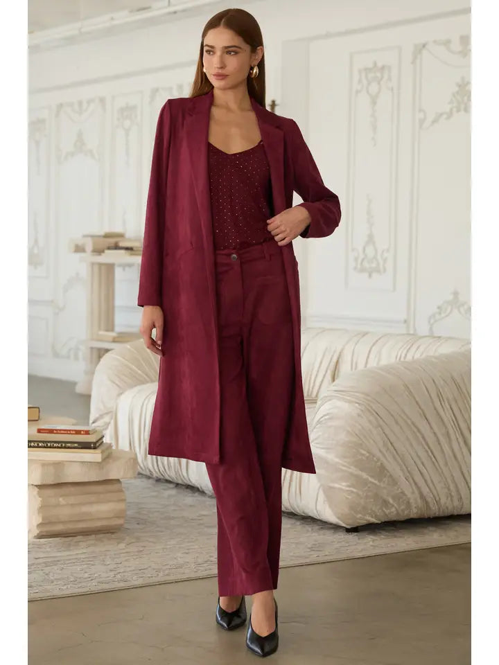 Faux Suede Duster