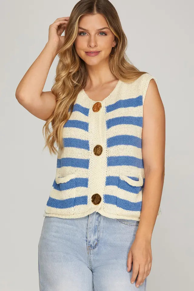Polished Striped Sweater Vest