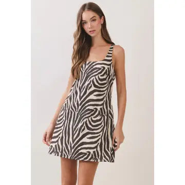 Zebra Open Back Mini Dress