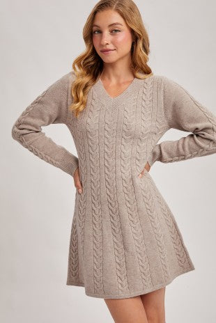 Cable Knit Mini Sweater Dress