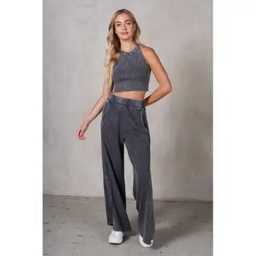 Halter Neck Crop Top and Pants Sets