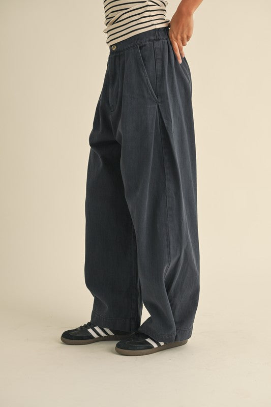 WASHED WIDE LEG PANTS