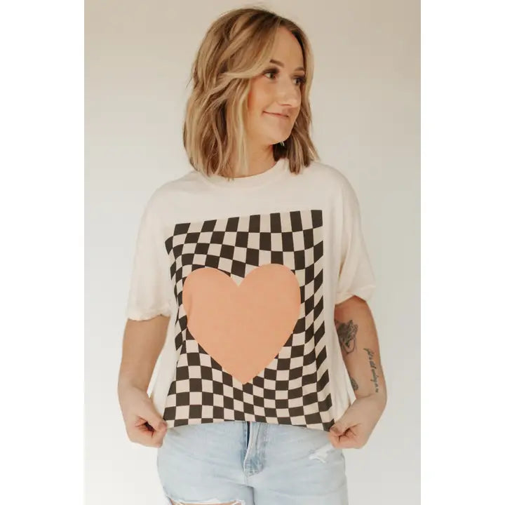 Checkered Heart Graphic Tee