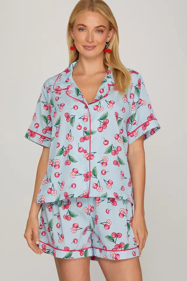 Cherry Print Pajama Set