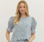 Classy Embroidered Puff Sleeve Top