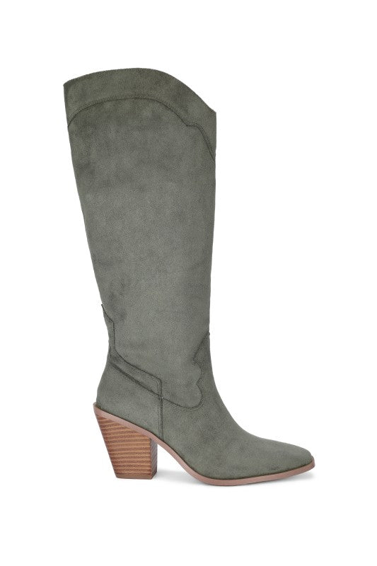 Classy - Pull-on Suede Knee-high Boots