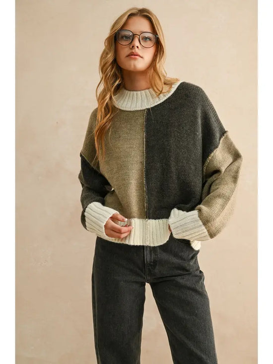 COLOR BLOCK SWEATER TOP