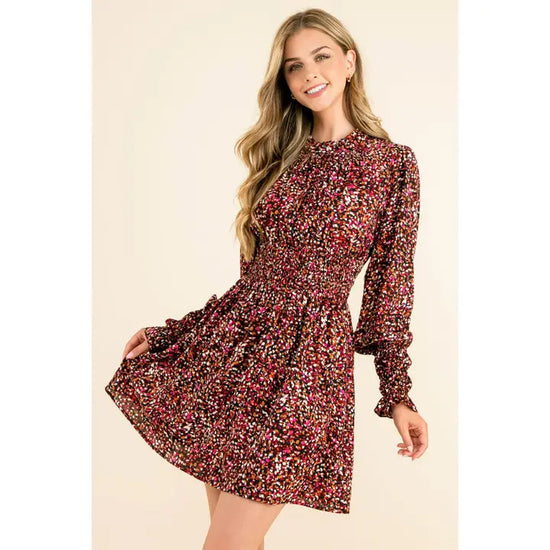 Colorful Splatter Smocked Waist Dress
