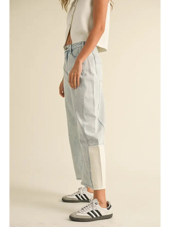 Miou Muse Combination Barrel Denim Pants