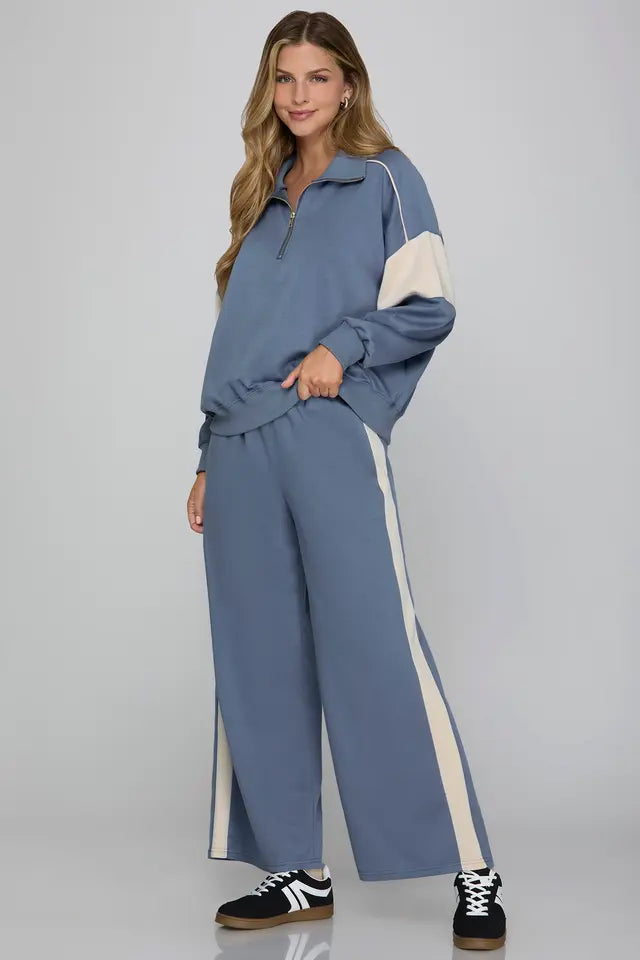 Contrast Detail Pant Set