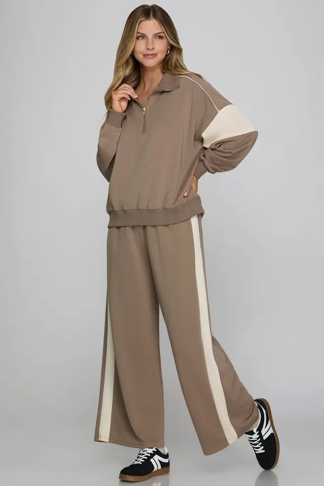 Contrast Detail Pant Set